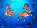  2014 ambiguous_gender anisis blue_eyes duo feral spines traditional_media_(artwork) underwater water 