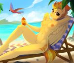  2018 absurd_res areola avian beach bird breasts cutie_mark digital_media_(artwork) equine feathered_wings feathers female fensu-san friendship_is_magic hair hi_res holding_object looking_at_viewer mammal my_little_pony nipples nude outside parrot pegasus pussy seaside solo spitfire_(mlp) water wings wonderbolts_(mlp) 