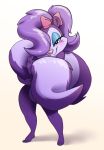  3_toes bow covering eye_covered female fifi_la_fume fur hair looking_at_viewer makeup mammal nude purple_fur simple_background skunk smile solo suntrots tiny_toon_adventures toes warner_brothers 
