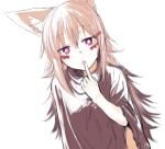  akasha_(syakoba) animal_ears borrowed_character commentary_request facepaint finger_to_mouth hair_ornament hairclip highres kawashin_hidesuke long_hair original poncho red_eyes sketch wolf_ears 