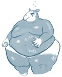  2018 5_fingers animal_crossing anteater anthro belly big_belly biped clothed clothing cyrano_(animal_crossing) digital_drawing_(artwork) digital_media_(artwork) english_text eyebrows freckles front_view greyscale half-closed_eyes hand_on_stomach hi_res humanoid_hands hyper hyper_belly looking_down male mammal monochrome moobs navel nintendo noctoon obese overweight overweight_male portrait scratching shorts simple_background snout solo sound_effects standing text thick_eyebrows thick_thighs three-quarter_portrait topless video_games white_background 