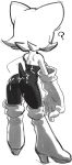  2018 4_fingers ? anthro bat boots breasts butt chi-iz clothing cum cum_on_butt digital_media_(artwork) female footwear gloves high_heels mammal monochrome rear_view rouge_the_bat shoes short_tail solo sonic_(series) standing 