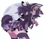  animal_ears ass black_hair blazer blue_eyes breasts commentary_request fur_collar grey_wolf_(kemono_friends) heterochromia jacket kemono_friends large_breasts long_hair mako_gai multicolored_hair plaid_neckwear pleated_skirt skirt solo tail thighhighs two-tone_hair white_hair wolf_ears wolf_girl wolf_tail yellow_eyes 