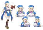  blonde_hair blue_eyes blush book boots breasts garter_straps glasses gloves melpha nun queen&#039;s_blade queen&#039;s_blade_unlimited scan stockings tagme 
