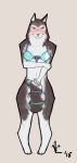  2018 anthro armello blush bow bra breasts canine clothing convenient_censorship covering covering_crotch covering_self female fur lavasi mammal river_(armello) shy simple_background solo tail_censorship underwear wolf 