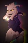  anthro asriel_dreemurr big_butt black_eyes boss_monster bulge butt caprine clothing girly glowing glowing_eyes goat jacket jerseydevil jewelry looking_at_viewer looking_back male mammal necklace panties rainbow solo space star thick_thighs undertale underwear video_games 
