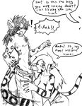  ! 2011 barbed_penis blush breasts clothed clothing dialogue english_text feline fellatio female fur hair illuminatii jessie_(illuminatii) leopard male male/female mammal oral penis sex snow_leopard text tiger tom_(illuminatii) topless 