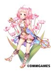  :o black_choker black_gloves bloomers boots bow choker flower flower_knight_girl full_body gloves hanai_(flower_knight_girl) holding holding_weapon knee_boots looking_at_viewer navel object_namesake official_art pink_bloomers pink_bow pink_eyes pink_hair short_hair short_twintails shouni_(sato3) solo staff standing thighlet twintails underwear weapon white_background 