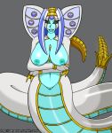  big_breasts blue_hair blue_skin bracelet breasts canastus chest_spike claws cobra deity dragon_ball dragon_ball_gt female hair jewelry lipstick long_hair long_tail looking_at_viewer makeup monster_girl_(genre) multicored_eyes navel nipples nude oceanus_shenron pussy rattle reptile scales scalie smile snake solo transformation white_hair white_skin 
