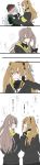  cheek_pinching closed_eyes commentary_request g11_(girls_frontline) girls_frontline highres monokuro_(sekahate) multiple_girls pinching scar scar_across_eye translation_request twintails ump45_(girls_frontline) ump9_(girls_frontline) 