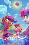  2018 anthro apple_bloom_(mlp) ball beach_ball clothing cutie_mark_crusaders_(mlp) earth_pony equine feet female friendship_is_magic group hair hi_res holivi horn horse mammal multicolored_hair my_little_pony open_mouth outside partially_submerged pegasus pony raised_arm scootaloo_(mlp) sweetie_belle_(mlp) swimsuit two_tone_hair unicorn water wings young 