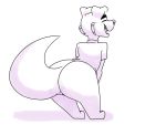  animated anthro barefoot big_butt big_tail black_and_white black_nose bottomless butt canine clothed clothing dancing dog fluffy fluffy_tail kom komponi long_tail male mammal monochrome open_mouth open_smile rear_view shaking_butt simple_background smile solo white_background 