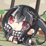  :o azur_lane bangs black_hair black_legwear black_swimsuit blush breasts bridal_gauntlets chibi cleavage dutch_angle eyebrows_visible_through_hair eyes_visible_through_hair front_zipper_swimsuit hair_between_eyes hand_up indoors large_breasts long_hair looking_at_viewer lying meme_attire multicolored_hair norwegian_flag on_floor on_stomach one-piece_swimsuit one_side_up parted_lips red_eyes shachoo. sidelocks silver_hair solo streaked_hair swimsuit thighhighs u-47_(azur_lane) unzipped 