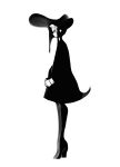  bangs from_side full_body greyscale hat high_heels highres kiku_(kicdoc) looking_to_the_side monochrome original pantyhose simple_background solo white_background 