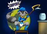  anthro baby caught cookie cub diaper food male mammal procyonid raccoon rexam-1 sly_cooper sly_cooper_(series) solo unseen_character video_games young 