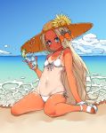  abigail_williams_(fate/grand_order) bangs bare_shoulders beach bikini black_bow blonde_hair blue_eyes blush bow breasts cloud cup day drinking_straw fate/grand_order fate_(series) flower front-tie_bikini front-tie_top hair_bow hat hat_flower highres ice ice_cube kobo_(cobo_0609) long_hair looking_at_viewer navel ocean one-piece_tan orange_bow outdoors parted_bangs polka_dot polka_dot_bow sandals shiny shiny_skin side-tie_bikini sitting sketch skindentation sky small_breasts smile solo straw_hat sun_hat sunflower swimsuit tan tanline very_long_hair wariza water white_bikini 