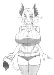  2019 animal_humanoid big_breasts blush bovine bovine_humanoid breasts cattle_humanoid clothed clothing female holding_tail horn huge_breasts humanoid mammal monochrome simple_background solo sweater twrlare white_background 