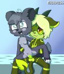  anthro balls blonde_hair blue_eyes breasts chimera chinchilla duo female fur green_fur green_sclera grey_fur hair horn hybrid male male/female mammal mocho4266 nipples one_eye_closed open_mouth penis pussy pussy_juice rodent sex smile yellow_eyes 