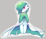  barefoot cheek_tuft clothing dress female front_view gardevoir green_clothing green_hair grey_background hair hair_over_eye humanoid nintendo outline pale_skin pink_eyes pok&eacute;mon pok&eacute;mon_(species) simple_background solo thigh_gap tuft upskirt video_games white_skin ɯ(_&ndash;_&ndash;_)ɯ 