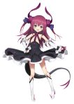  :d asymmetrical_horns bangs black_dress blush boots commentary curled_horns detached_sleeves dragon_girl dragon_horns dragon_tail dress elizabeth_bathory_(fate) elizabeth_bathory_(fate)_(all) eyebrows_visible_through_hair fate/extra fate/extra_ccc fate_(series) full_body green_eyes hair_between_eyes hair_ribbon hand_on_hip heijialan high_heel_boots high_heels horns knee_boots leaning_to_the_side long_hair long_sleeves open_mouth purple_ribbon red_hair ribbon simple_background sleeveless sleeveless_dress smile solo spiked_boots spikes standing tail two_side_up very_long_hair white_background white_footwear 
