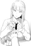  blush cardigan female_pov greyscale katou_asuka monochrome multiple_girls nail_polish nail_polish_bottle necktie orikuchi_hirata pov pov_hands school_uniform smile watashi_ga_motenai_no_wa_dou_kangaetemo_omaera_ga_warui! 