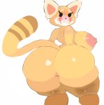  aggressive_retsuko anthro anthrofied big_breasts big_butt blush breasts butt female huge_butt hyper hyper_butt mammal nipples nude puffy_nipples pussy red_panda retsuko sanrio sath15 simple_background solo thick_thighs 