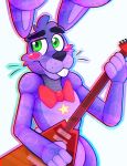  2018 animatronic anthro bow_tie buckteeth five_nights_at_freddy&#039;s freddy_fazbear&#039;s_pizzeria_simulator guitar hi_res lagomorph machine mammal microphone musical_instrument rabbit robot rockstar_bonnie_(fnaf) simple_background solo teeth toy-bonnie video_games 