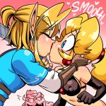  absurd_res armor being_watched black_clothing blonde_hair blue_clothing blue_eyes blush bowser bra breath_of_the_wild clothed clothing dcon ear_piercing elf english_text eyelashes eyes_closed female female_on_humanoid fully_clothed girly gloves group hair hi_res holding_object human human_on_humanoid humanoid humanoid_hands hylian kissing lingerie link lipstick makeup male male/female mammal mario_bros melee_weapon nintendo nipple_bulge not_furry piercing ponytail princess_peach royalty surprise sword text the_legend_of_zelda underwear video_games weapon wide_eyed 