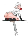  anthro apple big_butt butt caprine female food fruit hi_res human leggy_lamb mammal platter redfred sheep sheep_wrecked simple_background solo white_background 