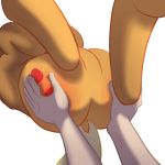  2013 ambiguous_gender applejack_(mlp) butt butt_grab butt_shot cutie_mark disembodied_hand duo earth_pony equine featureless_crotch feral friendship_is_magic full_stop fur hand_on_butt hi_res horse human mammal my_little_pony orange_fur pony simple_background white_background 