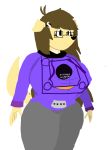  2018 anthro big_breasts breasts canine clothed clothing datfurryboi dog eyewear female fur gamecube glasses hair hoodie huge_breasts long_hair mammal multicolored_fur nintendo pixel_(datfurryboi) smile solo standing thick_thighs toony two_tone_fur video_games voluptuous wide_hips 