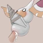  1girl blush bondage brown_background cum cum_on_pussy cumdrip disembodied_penis erection gen_3_pokemon highres masquerain no_mouth o_o penis pokemon pokemon_(creature) pussy rape simple_background solo tears uncensored white_eyes youjomodoki 