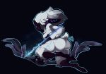  2016 anthro arrow big_butt black_background bow_(weapon) breasts butt caprine female fur glowing hair kindred_(lol) lamb_(lol) league_of_legends mammal mangneto markings mask purple_eyes ranged_weapon riot_games sheep simple_background solo video_games weapon white_fur white_hair 