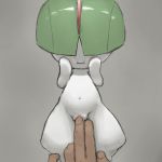  1girl blush bob_cut disembodied_limb female fingering gen_3_pokemon green_hair grey_background hair_over_eyes hands_on_own_cheeks hands_on_own_face hands_up highres looking_down navel pokemon pokemon_(creature) pussy ralts shiny shiny_hair short_hair simple_background sketch solo uncensored vaginal youjomodoki 