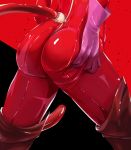  ass bodysuit boots fake_tail from_behind gloves hand_on_own_ass persona persona_5 phanpix pink_gloves red_background red_bodysuit shiny shiny_clothes simple_background skin_tight tail takamaki_anne thigh_boots thighhighs zipper 