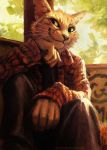  2018 5_fingers anthro cat clothed clothing day detailed_background digital_media_(artwork) feline kenket male mammal smile solo 