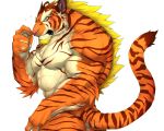  2018 abs anthro biceps captainjohkid digital_media_(artwork) feline fur male mammal muscular simple_background stripes tiger 