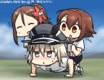  :&lt; :d ^_^ ahoge all_fours alternate_costume amagi_(kantai_collection) beamed_eighth_notes bismarck_(kantai_collection) blush brown_eyes brown_hair cable cellphone closed_eyes closed_mouth commentary_request dated earphones eighth_note exercise flying_sweatdrops hair_ornament half_note hamu_koutarou holding kantai_collection long_hair multiple_girls musical_note open_mouth phone ponytail push-ups quarter_note riding shiratsuyu_(kantai_collection) shirt short_hair silver_eyes silver_hair sketch smartphone smile sportswear sweat t-shirt v-shaped_eyebrows 