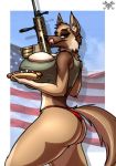  2018 4th_of_july anthro big_breasts breasts butt canine clothing dog female fn_scar food german_shepherd hot_dog licking licking_lips looking_at_viewer mammal metalfoxxx scar-h solo stars_and_stripes thong tongue tongue_out united_states_of_america 