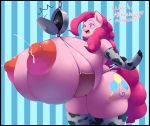  2018 absurd_res areola armwear big_breasts breasts clothing cutie_mark dialogue digital_media_(artwork) eikasianspire english_text equine female friendship_is_magic hair hi_res huge_breasts hyper hyper_breasts lactating legwear long_hair mammal milk my_little_pony open_mouth pink_hair pinkie_pie_(mlp) solo text 