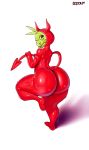  2018 alien ambiguous_gender big_butt butt clothed clothing costume demon eyelashes hi_res huge_butt humanoid legs_up looking_back mammal momjeans not_furry puwa skimpy solo spade_tail sqoon tendrils thick_thighs voluptuous wide_hips 