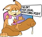  2018 alpha_channel anthro balls big_balls bubsy bubsy_(series) clothing dialogue digital_media_(artwork) dripping english_text erection feline foreskin fur holding_penis huge_balls humanoid_penis hyper hyper_balls hyper_penis inisuu long_foreskin looking_at_viewer lynx male mammal open_mouth penis precum shirt simple_background smile solo text transparent_background uncut video_games 