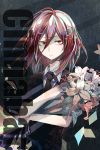  androgynous beartoris bouquet character_name flower gem_uniform_(houseki_no_kuni) hair_between_eyes houseki_no_kuni lily_(flower) long_bangs looking_at_viewer necktie red_eyes red_hair shinsha_(houseki_no_kuni) short_hair solo 