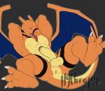  2018 anthro anus balls butt charizard digital_media_(artwork) humanoid_penis hythrojin male nintendo nude open_mouth penis pok&eacute;mon pok&eacute;mon_(species) simple_background solo tongue tongue_out video_games 