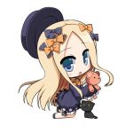  :3 :o abigail_williams_(fate/grand_order) animal bangs black_bow black_cat black_dress black_footwear black_hat blonde_hair bloomers blue_eyes blush bow bug butterfly cat chibi closed_mouth commentary_request dress eyebrows_visible_through_hair fate/grand_order fate_(series) forehead full_body hair_bow hat hat_removed headwear_removed holding holding_stuffed_animal insect long_hair long_sleeves lowres orange_bow parted_bangs parted_lips polka_dot polka_dot_bow shirasu_youichi simple_background sleeves_past_fingers sleeves_past_wrists solo stuffed_animal stuffed_toy teddy_bear underwear upper_teeth very_long_hair white_background white_bloomers 