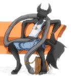  anthro art-act bulge canine clothed clothing fox hyper hyper_penis long_penis male mammal penis sitting solo unusual_penis 