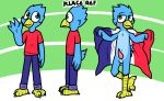  2018 anthro avian balls beak bird clothed clothing cub digital_media_(artwork) feathers flag male model_sheet penis pokefound simple_background smile solo young 
