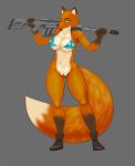 2018 anthro blackbetty boots bottomless breasts canine clothed clothing female footwear fox gun mammal pussy ranged_weapon solo video_games weapon 