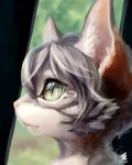  2018 black_fur feline fur green_eyes grey_hair hair hi_res mammal rady-wolf slit_pupils solo white_fur 