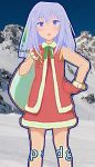  1girl blue_eyes dress gloves gray_hair natsukawa_masuzu ore_no_kanojo_to_osananajimi_ga_shuraba_sugiru sack santa_costume winter 